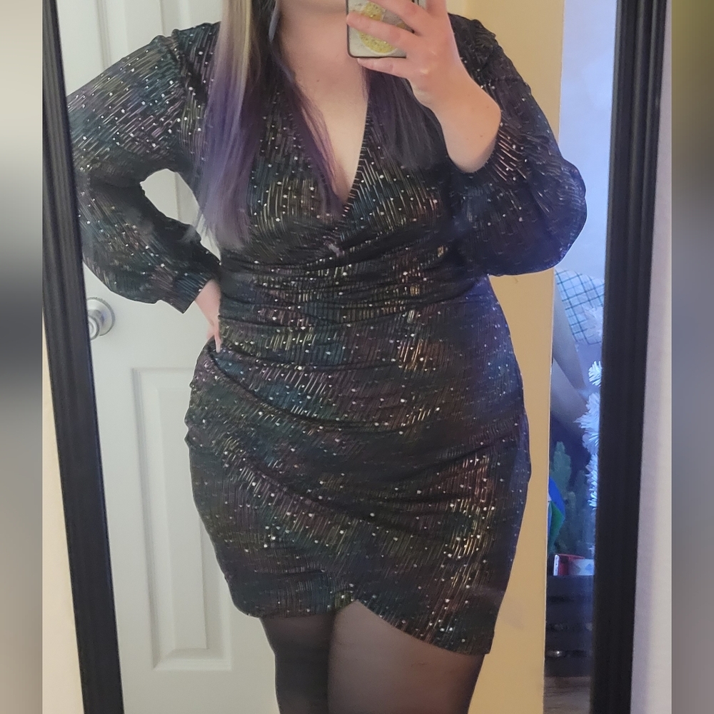 Fun Black And Multicolor Wrap Dress